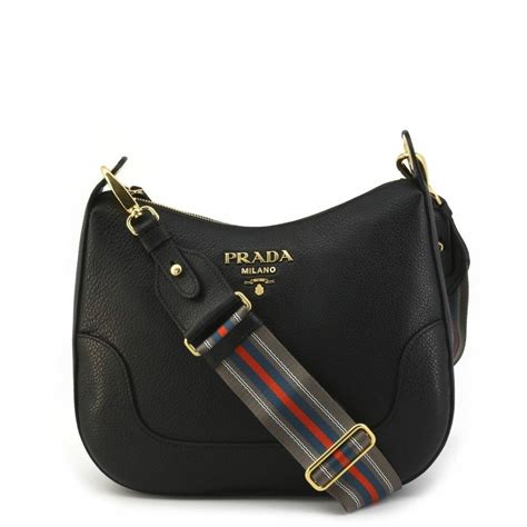 prada vitello phenix handbag medium black|Prada Black Vitello Phenix Leather Web Stripe Strap Crossbody .